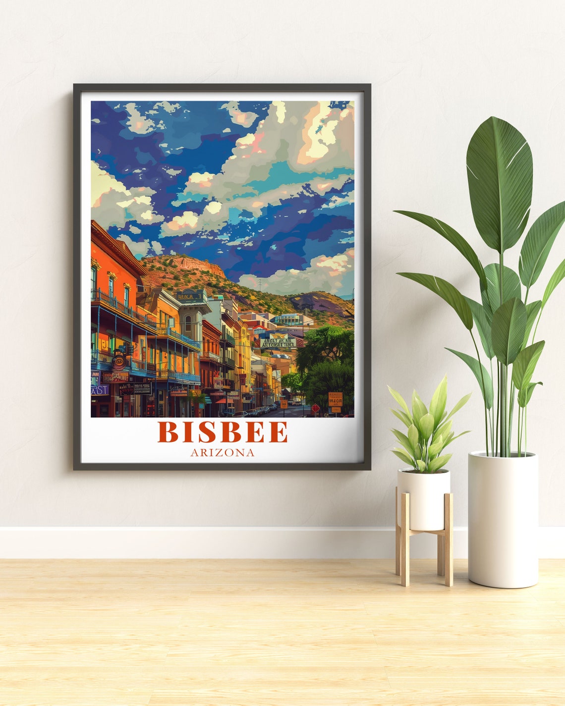 Bisbee Arizona Historic Downtown Main Street Sunset Art Classic Poster - Image 2