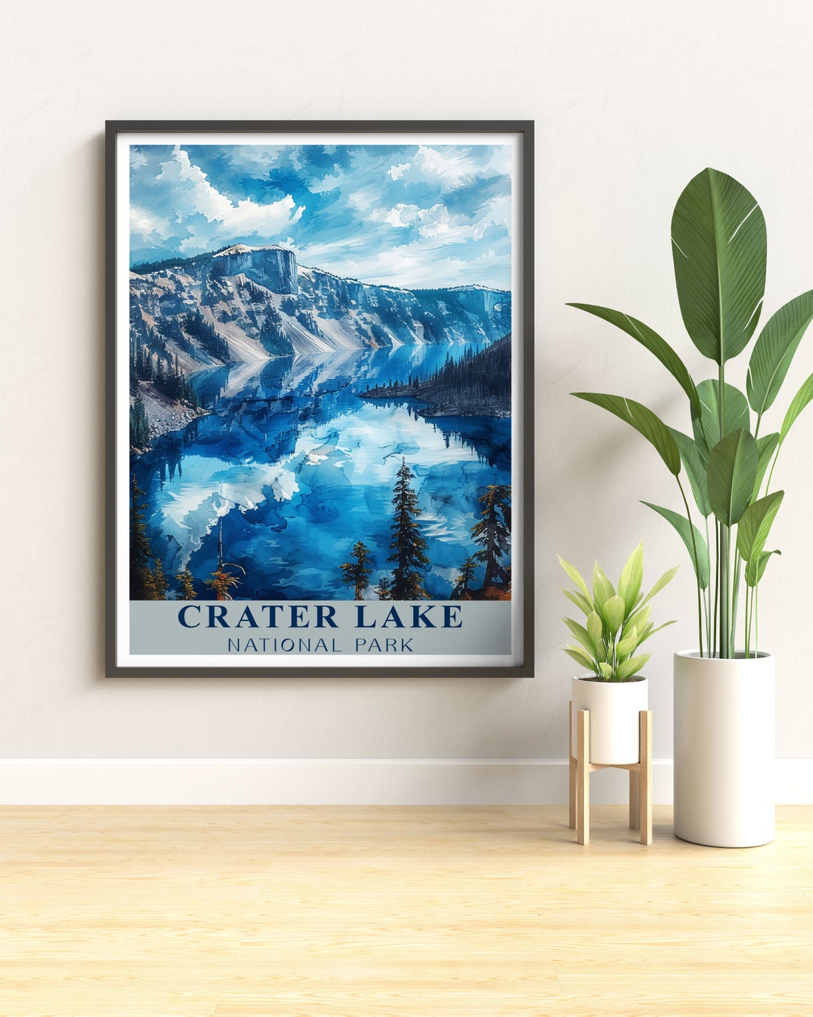 Crater Lake National Park Blue Lake Reflection Travel Poster - Image 3
