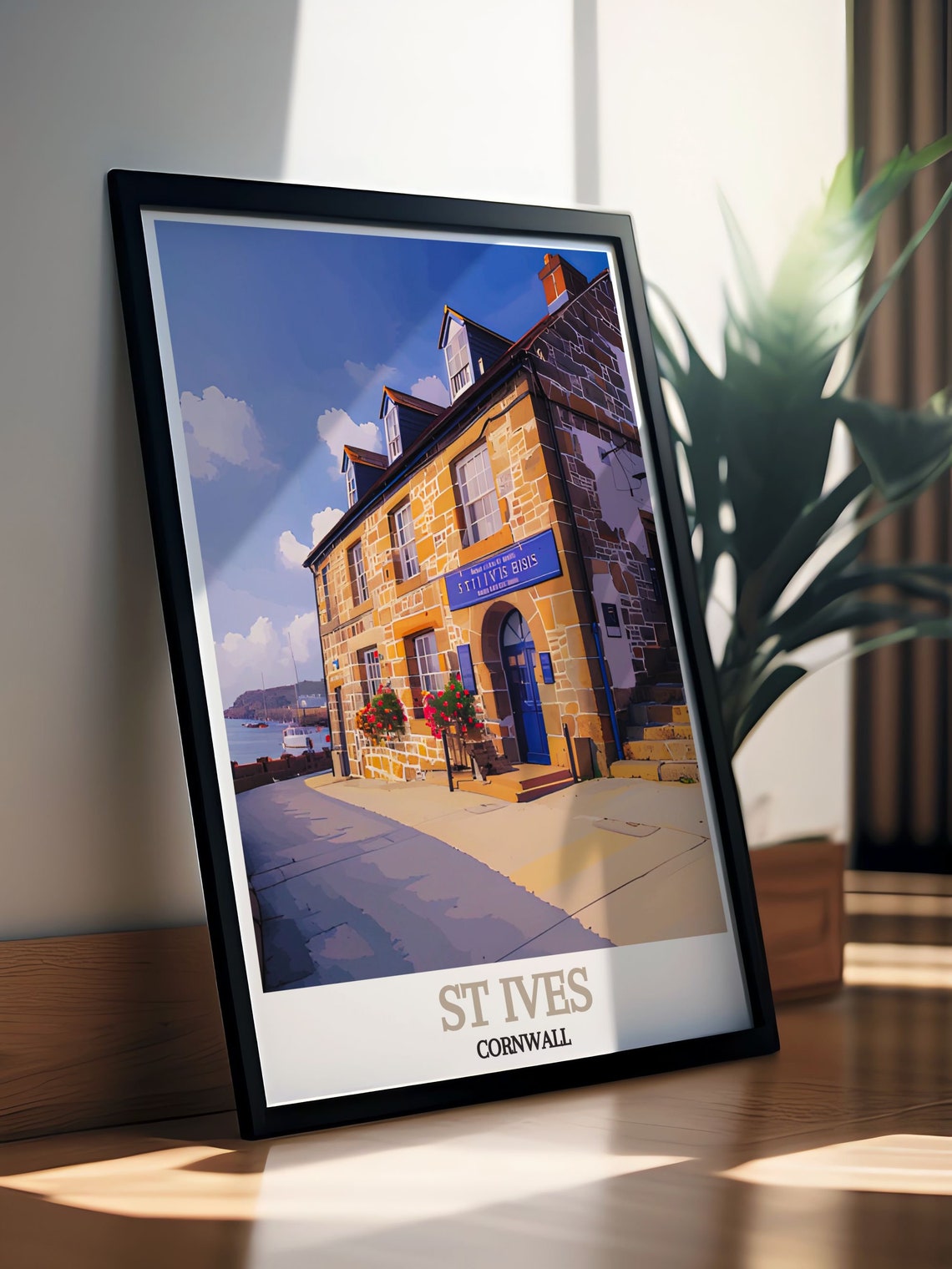 St Ives Cornwall Historic Stone Museum Building Street View Poster - Image 3