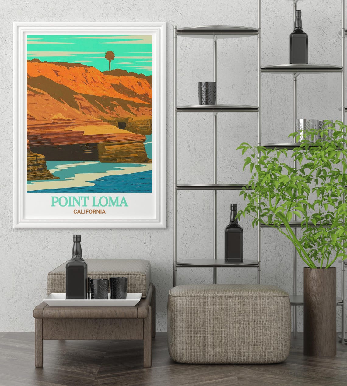Point Loma California Sunset Cliffs Bold Orange Rocks Travel Poster - Image 4