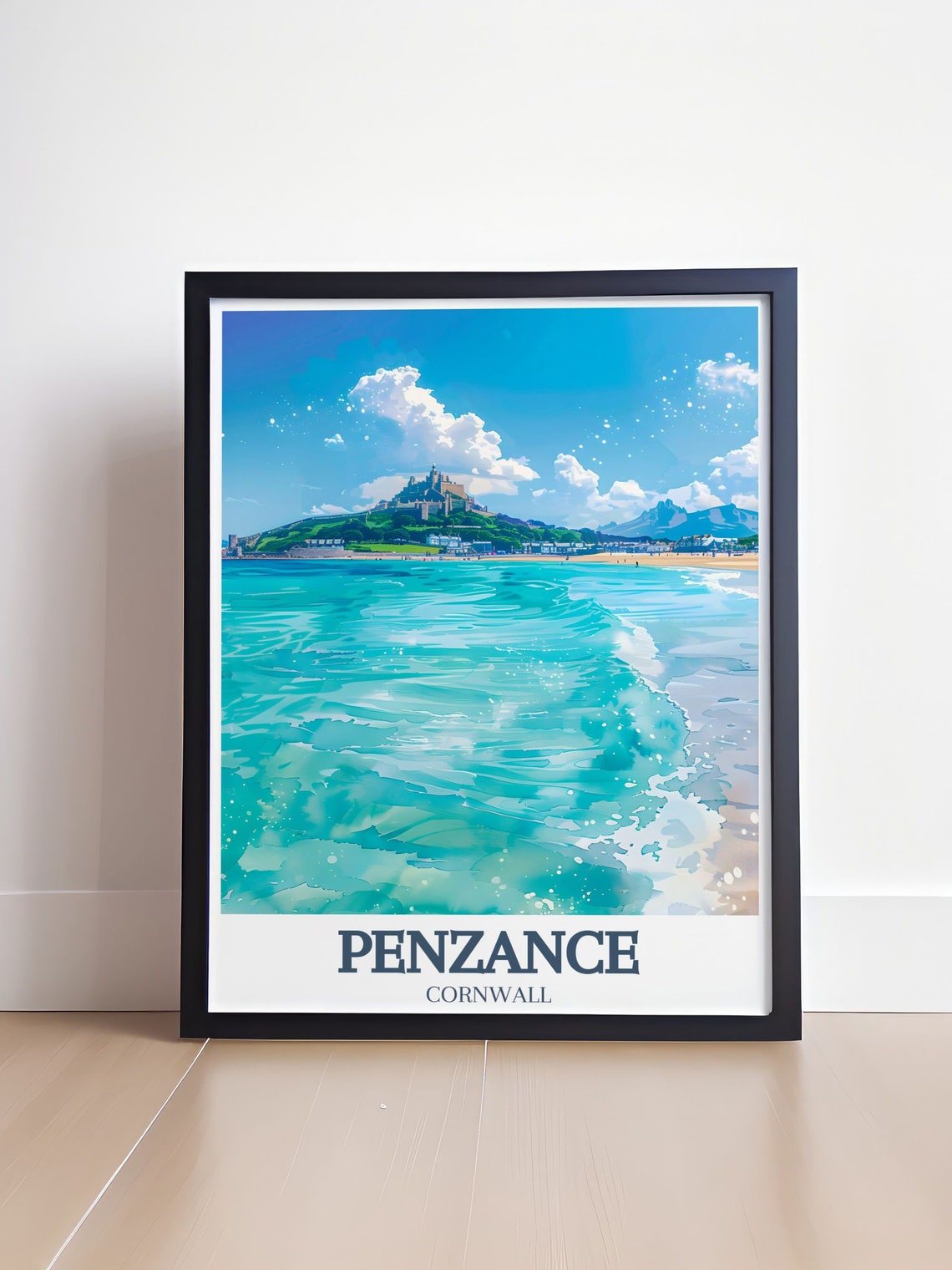Penzance Cornwall St Michaels Mount Turquoise Bay View Poster - Image 4