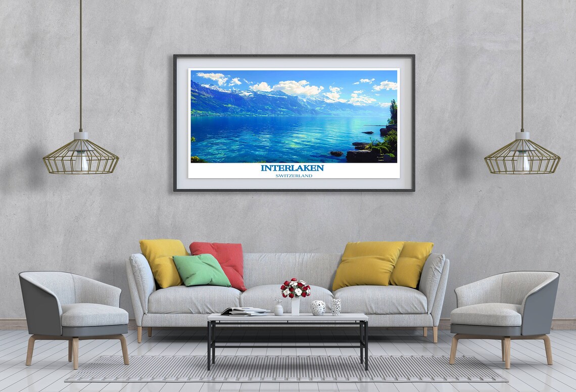 Interlaken Switzerland Lake Brienz Alps Summer Panorama Travel Poster - Image 2