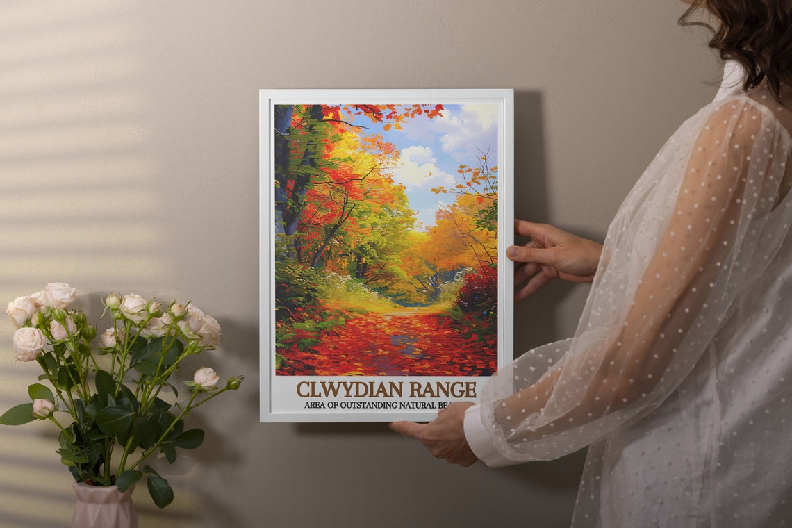 Clwydian Range Wales Autumn Forest Path in Fall Colors Travel Poster - Image 2