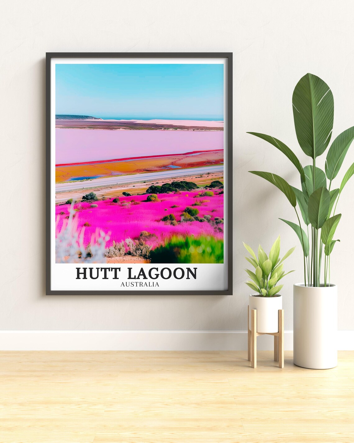 Hutt Lagoon Australia Pink Lake Red Salt Flats Sunset Scene Poster - Image 3