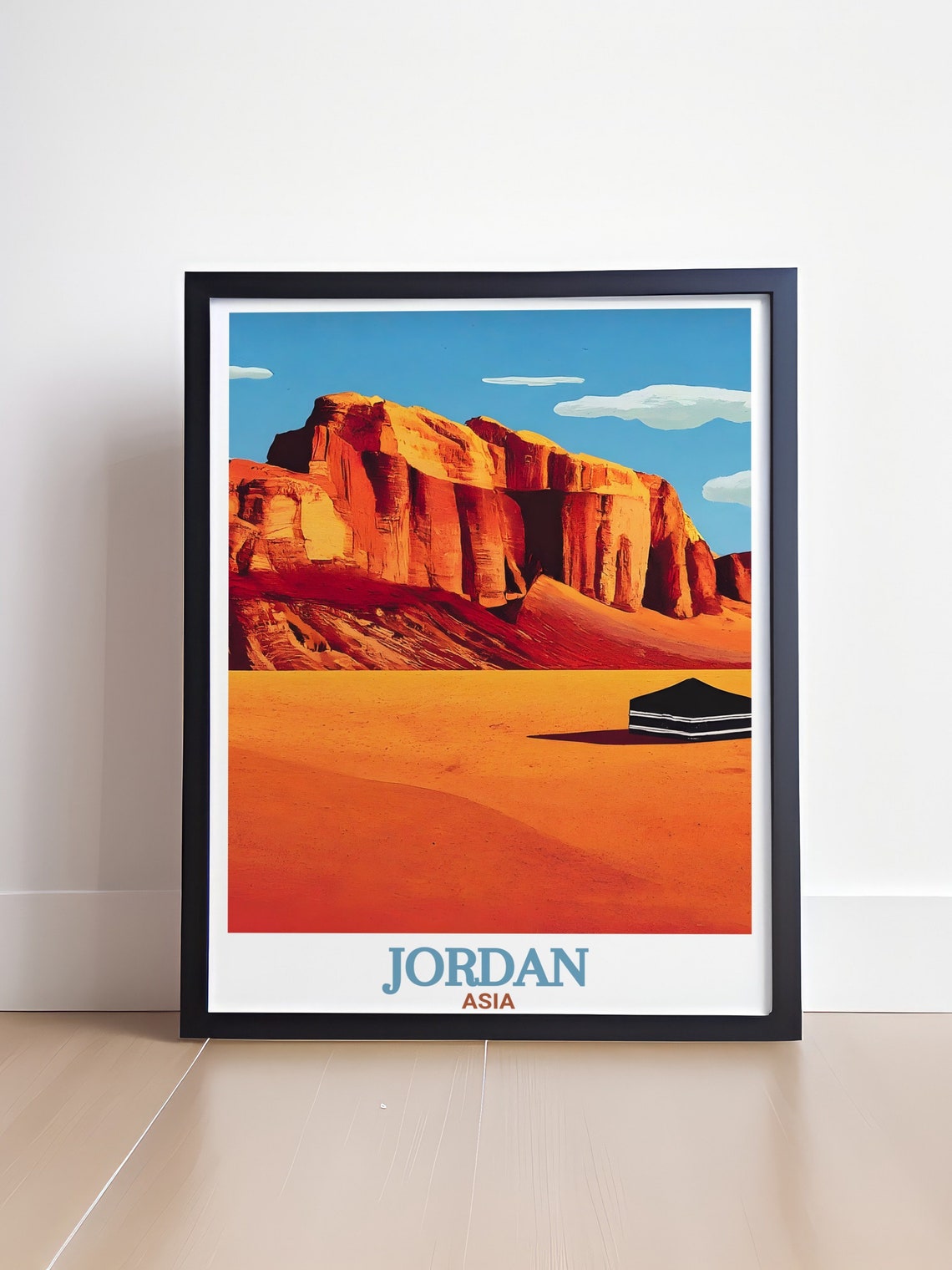 Jordan Wadi Rum Desert Red Cliffs Bedouin Tent Travel Poster - Image 4