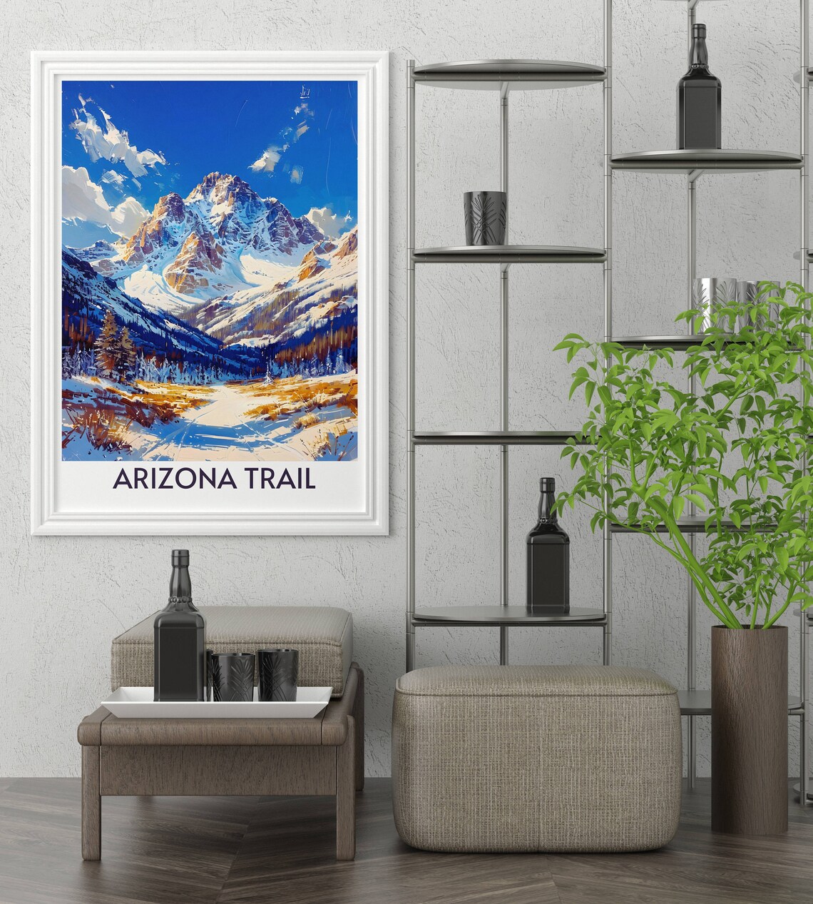 Arizona Trail Snowy Mountain Peak Winter Wilderness View Poster - Image 2