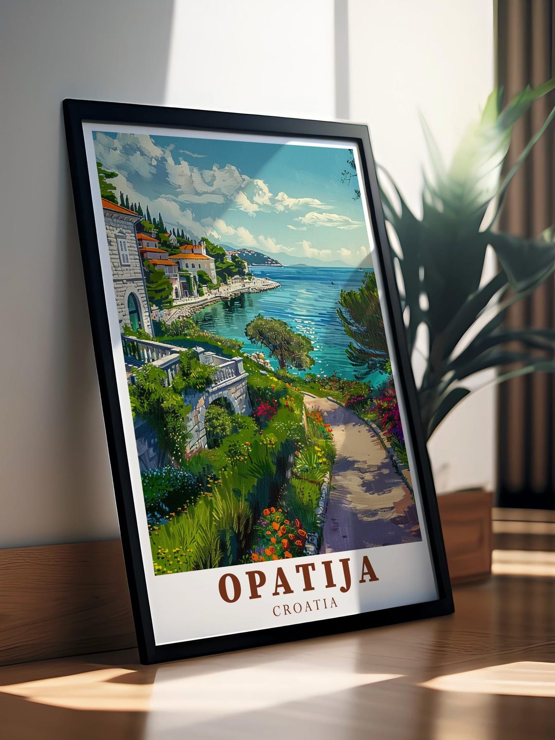 Opatija Travel Print Opatija Seaside Parks Art Print Opatija Poster Print Opatija Wall Art Croatia Home Decor - Image 2