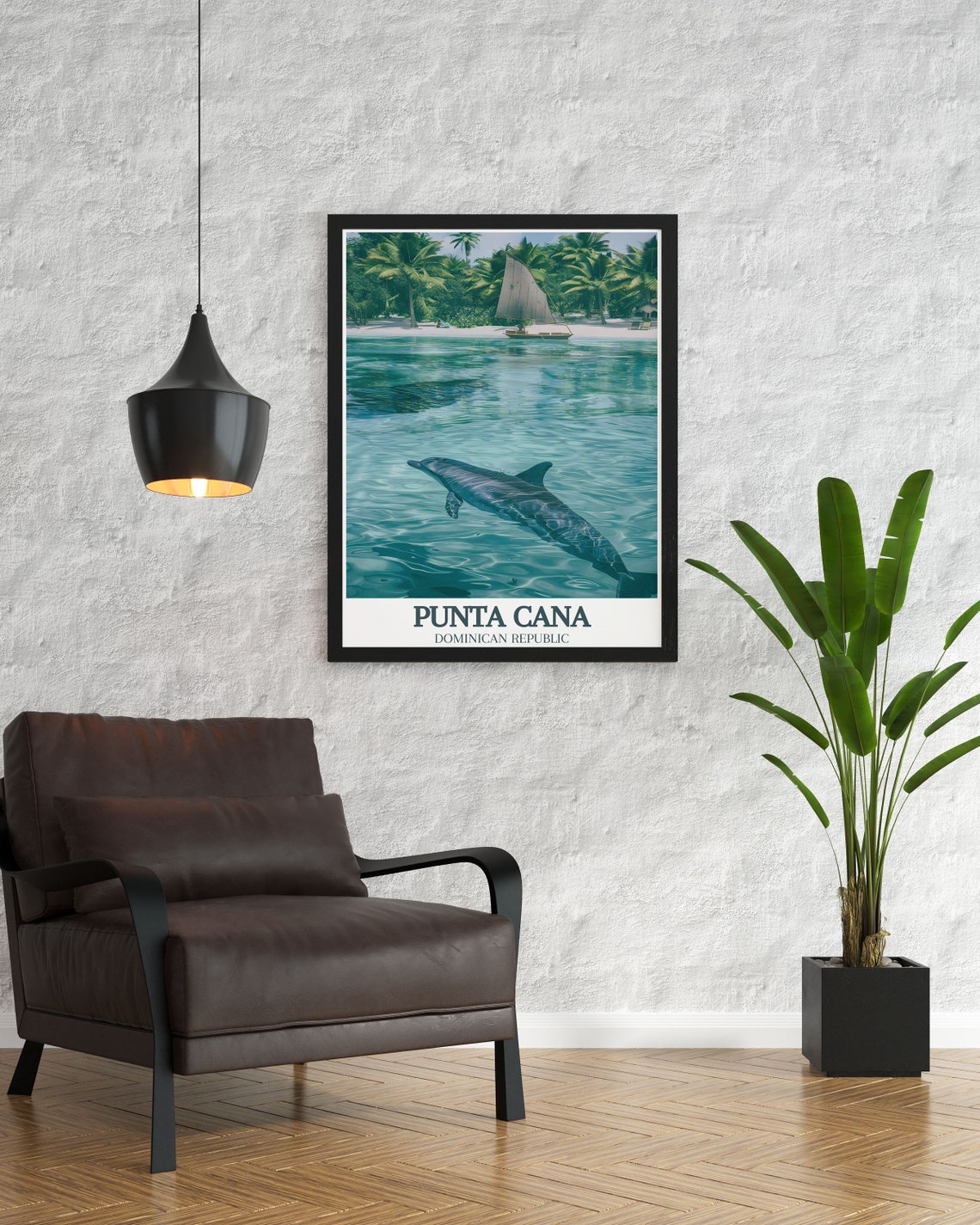 Punta Cana Dolphin Sailboat Caribbean Sea Marine Wildlife Poster - Image 3
