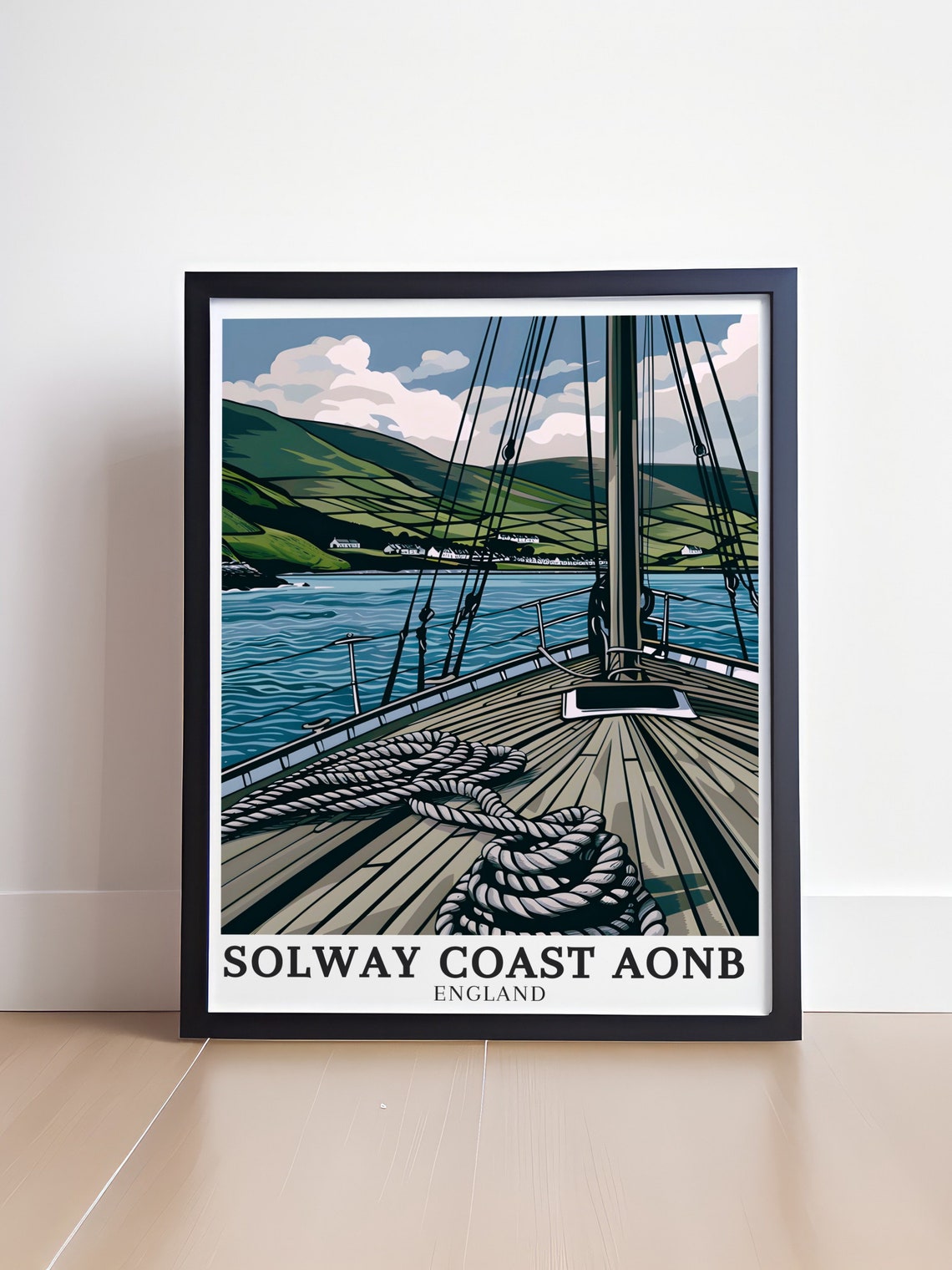 Solway Coast AONB Sailing Deck View Green Hills England Poster - Image 4