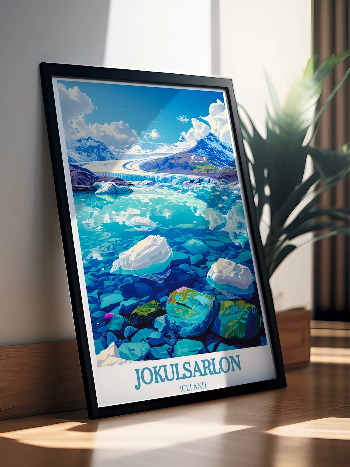 Jokulsarlon Iceland Iceberg Lagoon Mountain Panoramic View Poster - Image 2