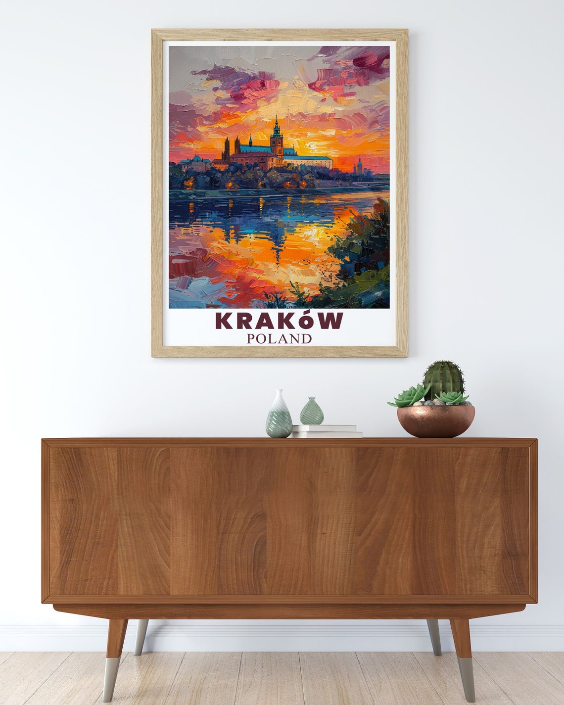 Krakow Poland Wawel Castle Oil Painting Sunset Artwork Poster - Image 2
