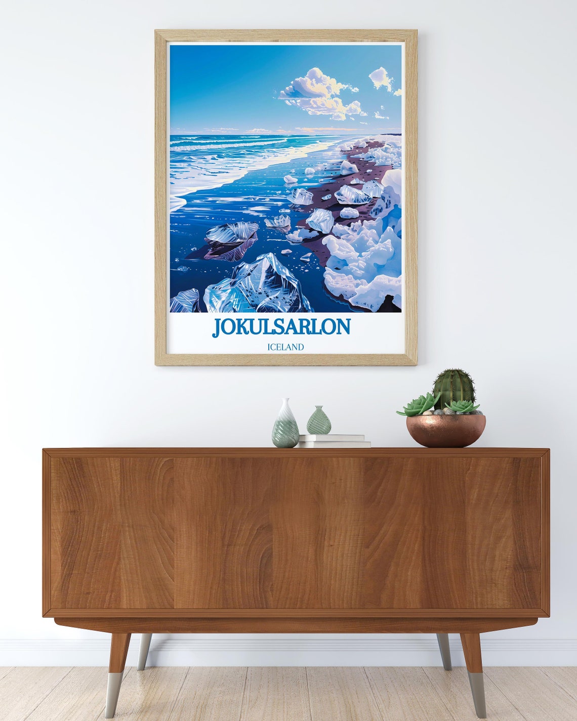 Jokulsarlon Ice Beach Waves Crystal Icebergs Iceland Travel Poster - Image 3