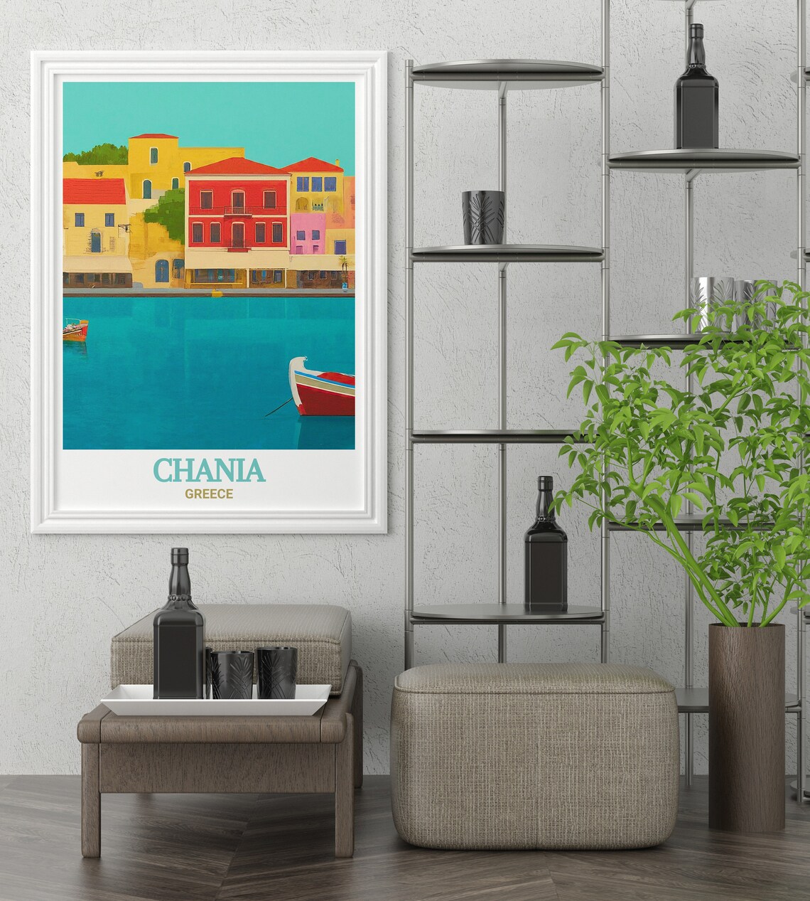 Chania Art Deco Posters, Venetian Harbor Travel Poster - Image 2