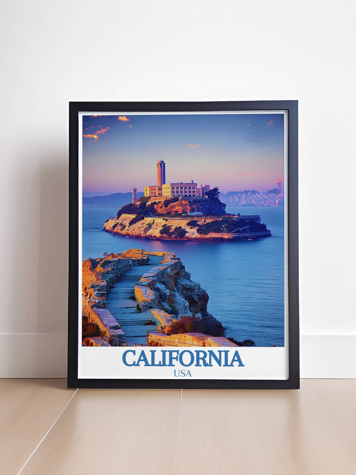 Alcatraz Island Glowing at Sunset Over San Francisco Bay Travel Poster - Image 4