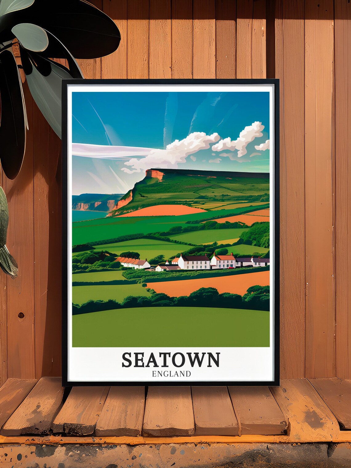 Golden Cap Seatown Jurassic Coast Countryside Hills View Poster - Image 3