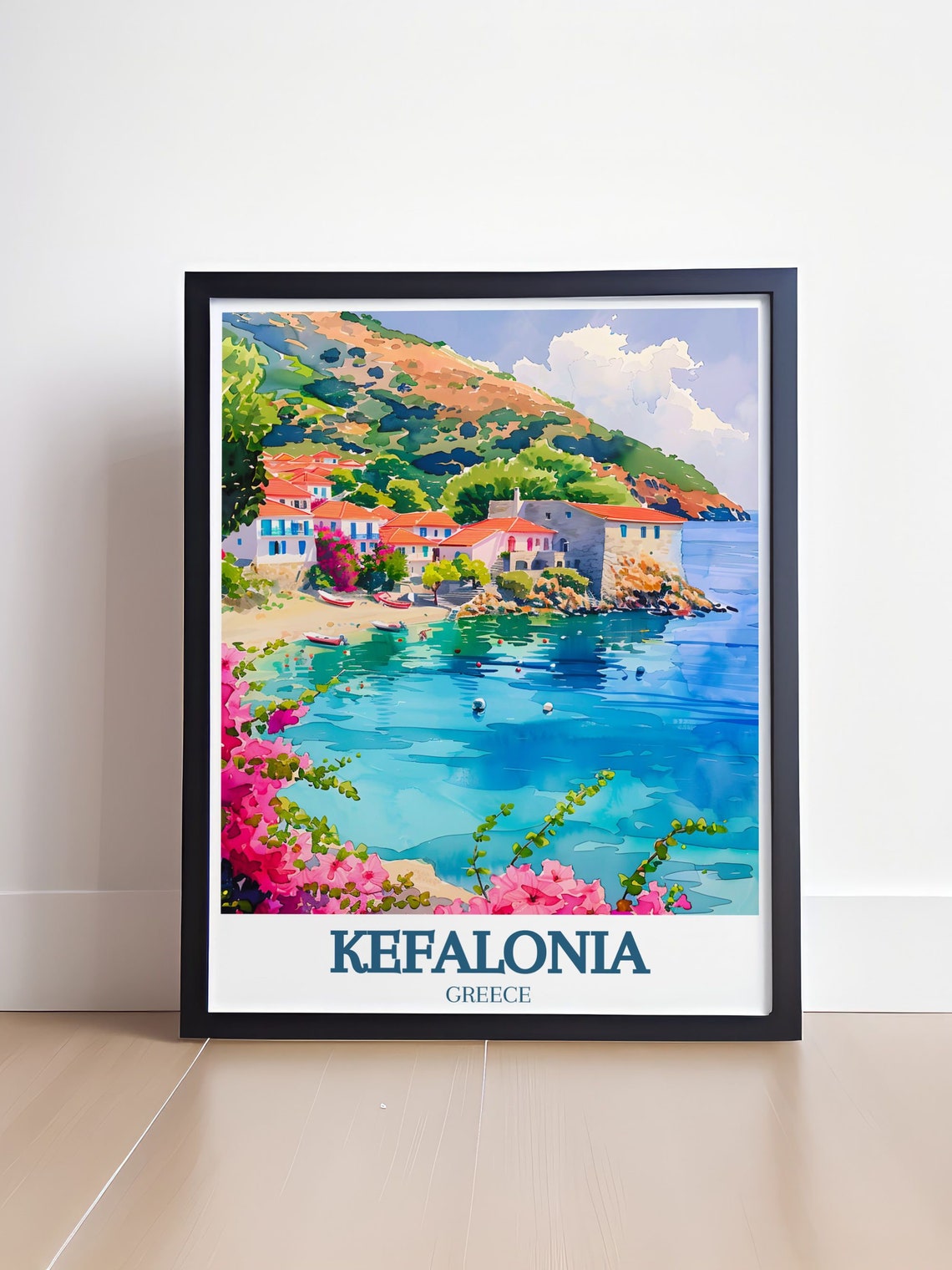 Kefalonia Travel Poster Assos Village Print Scenic Ionian Islands Decor Historic Greek Village Vibrant Kefalonia Art - Image 4