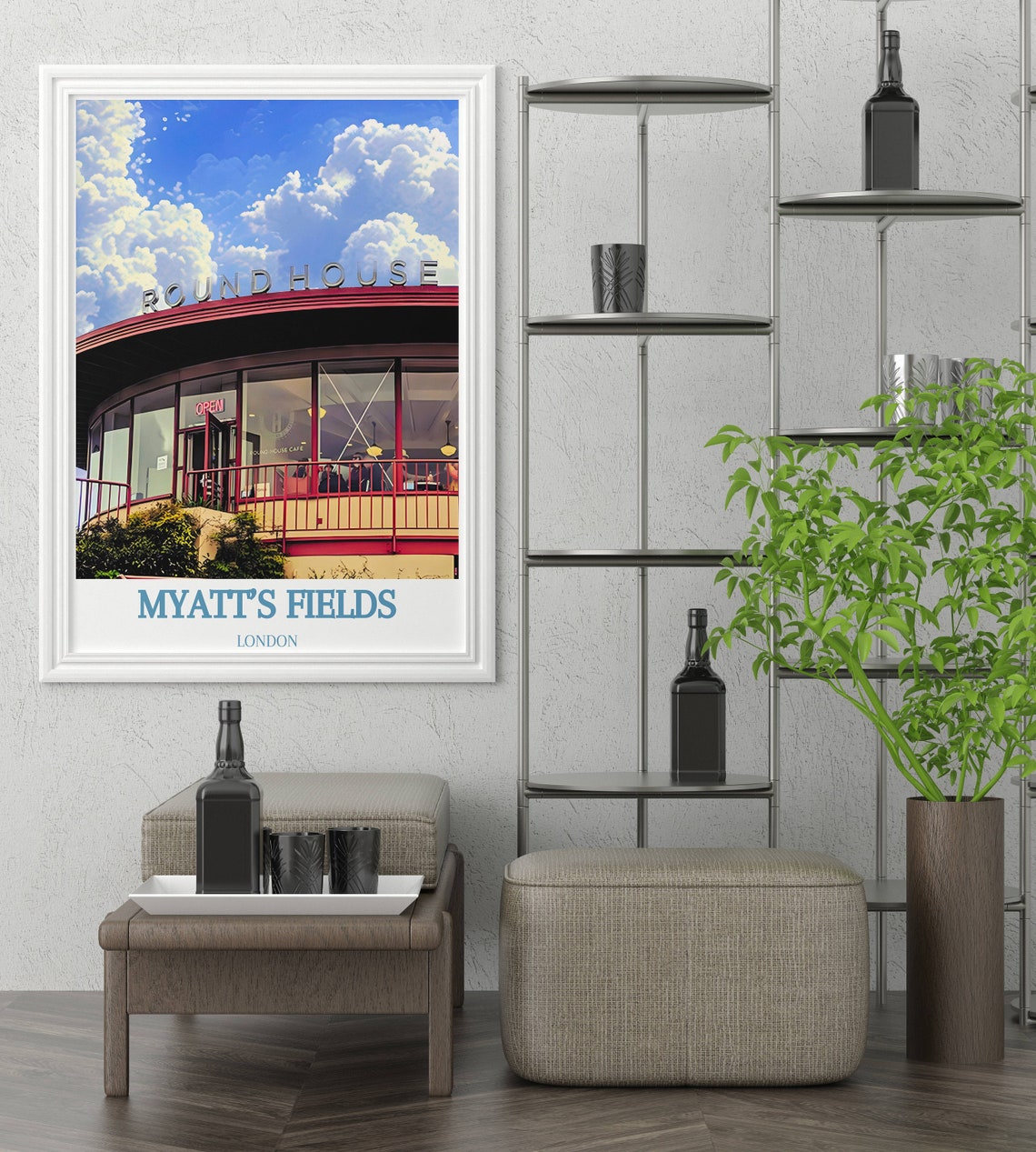 Myatt's Fields London Round House Cafe Art Deco Travel Poster - Image 3