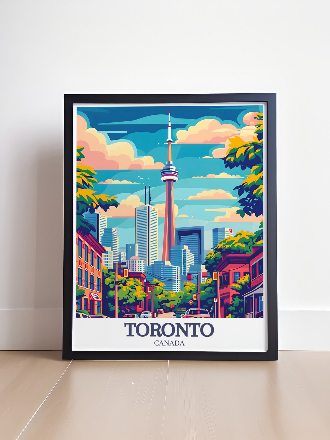 Toronto CN Tower Downtown Street Colorful Canada Travel Poster - Image 4