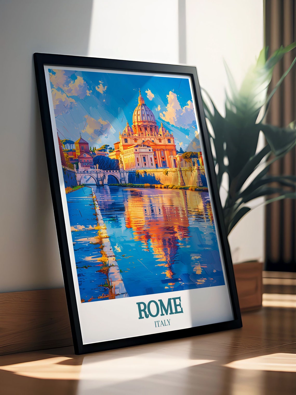 Rome Italy St Peters Basilica Sunset Reflection Travel Poster - Image 3