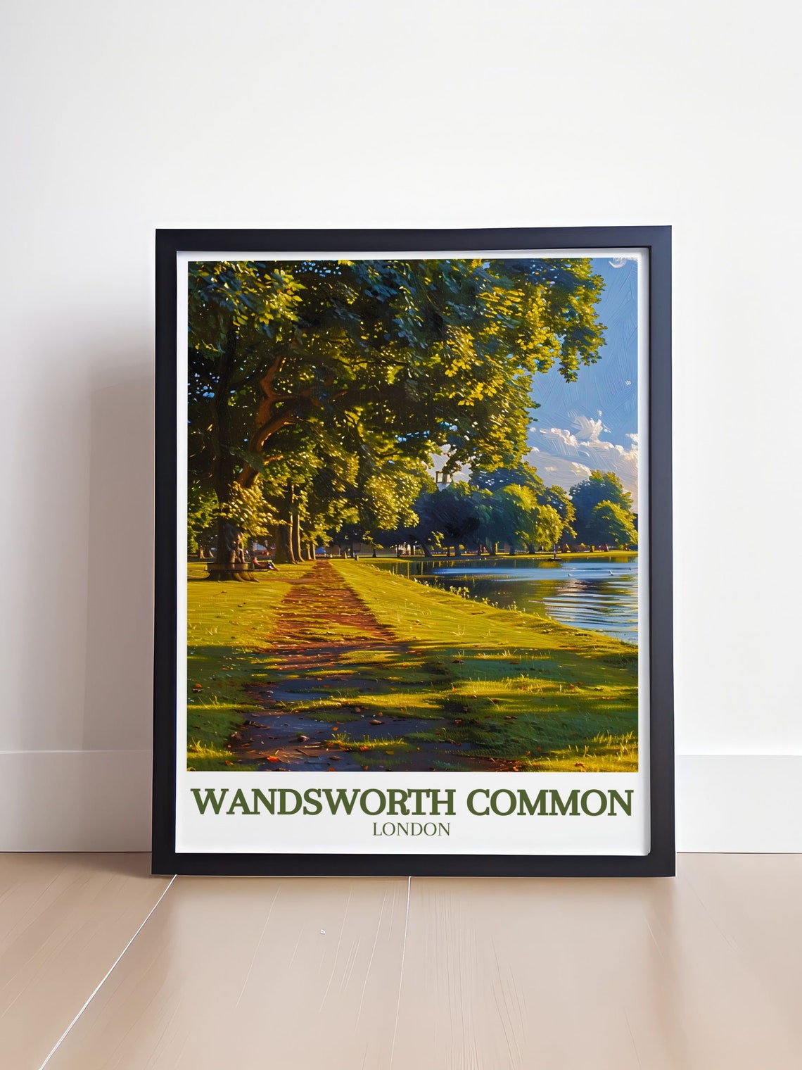 Wandsworth Common London Sunlit Park Pond Path Travel Poster - Image 4