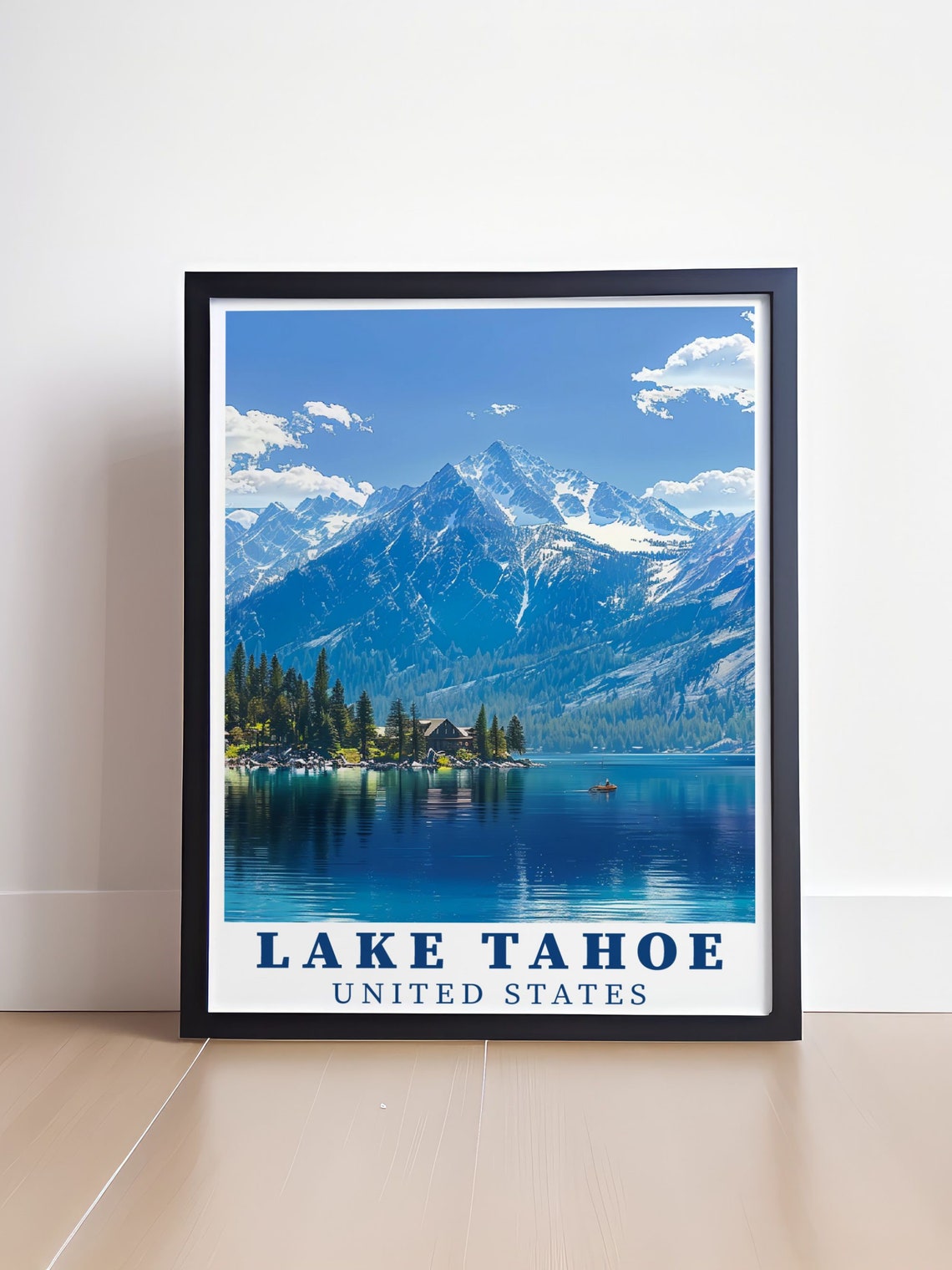 Lake Tahoe Wall Art Lake Tahoe Print Sierra Nevada Travel Poster Lake Tahoe Poster Lake Tahoe Travel Print - Image 4