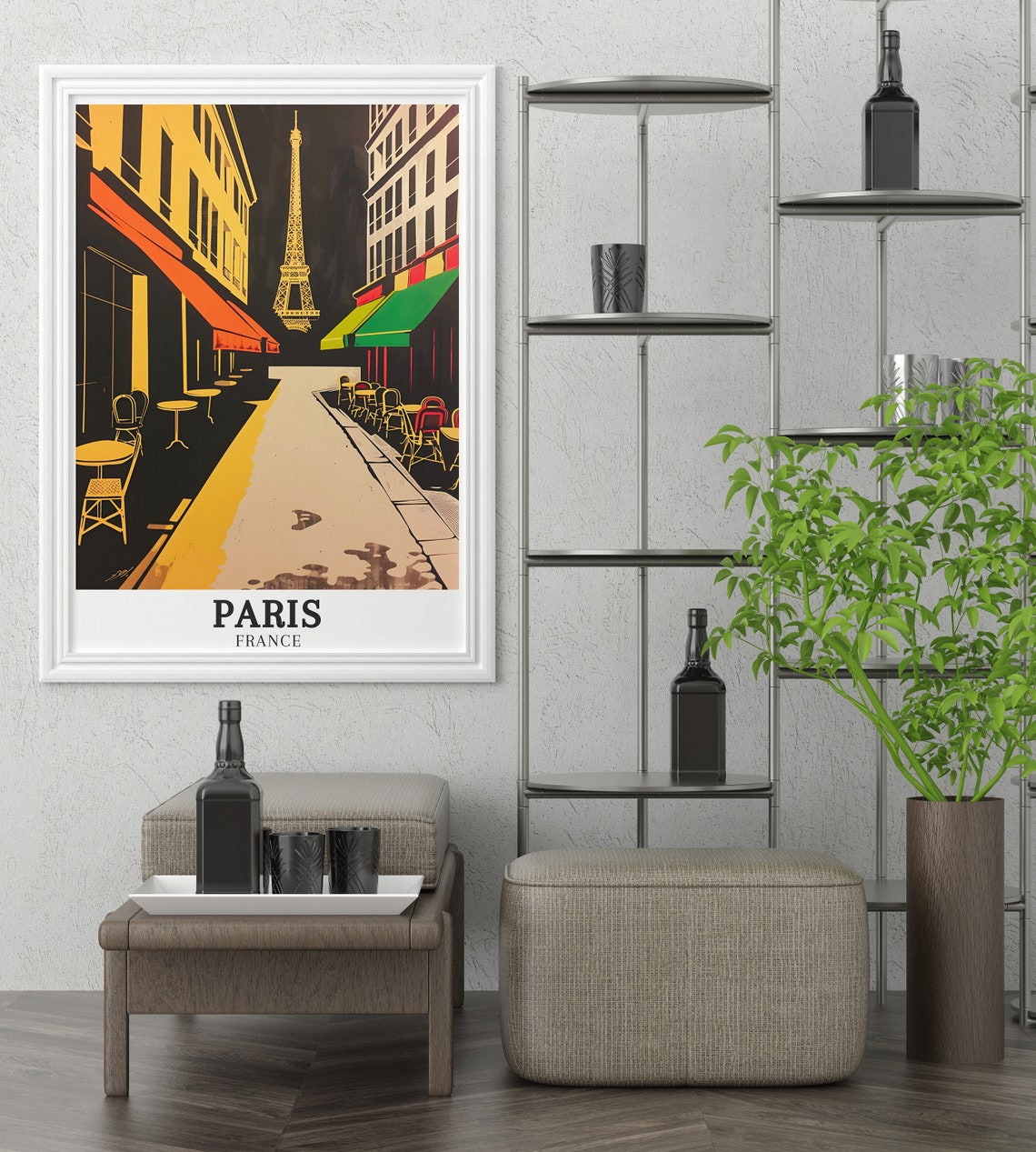 Paris Eiffel Tower Night Cafe Street Noir Style Travel Poster - Image 3