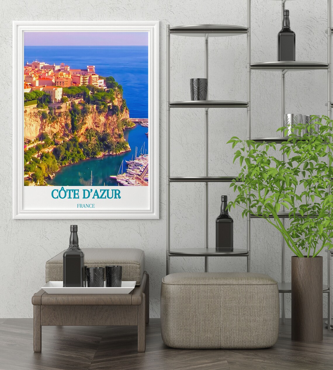 Cote d'Azur France Clifftop Village Marina Sunset Travel Poster - Image 4