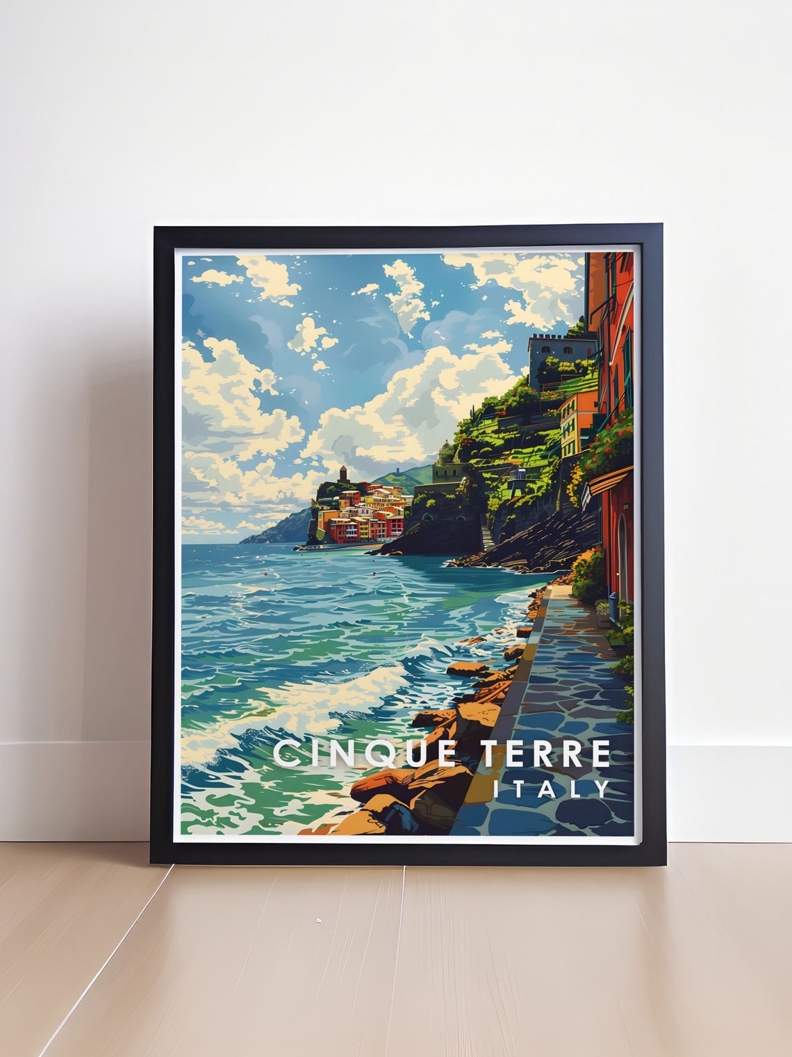 Vibrant Cinque Terre Italy Cliffside Coastal Village Travel Poster - Image 4