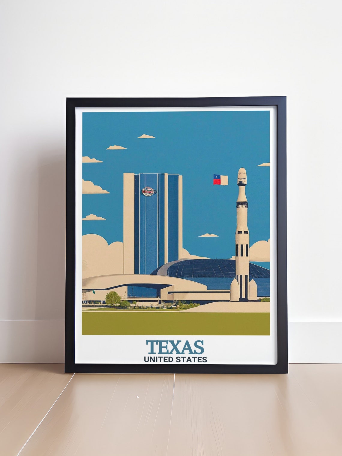 Texas Space Center Houston Rocket Tower Skyline Travel Poster - Image 4