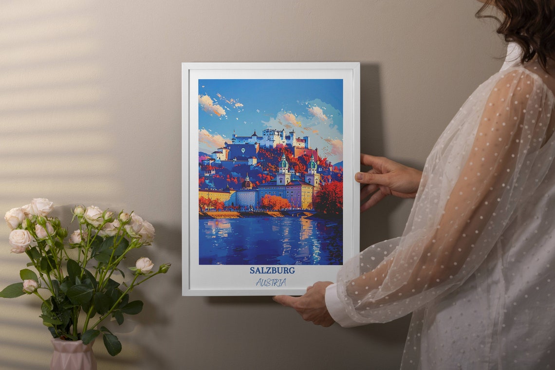 Salzburg Old Town Cathedral and Fortress Autumn Evening Poster - Image 4