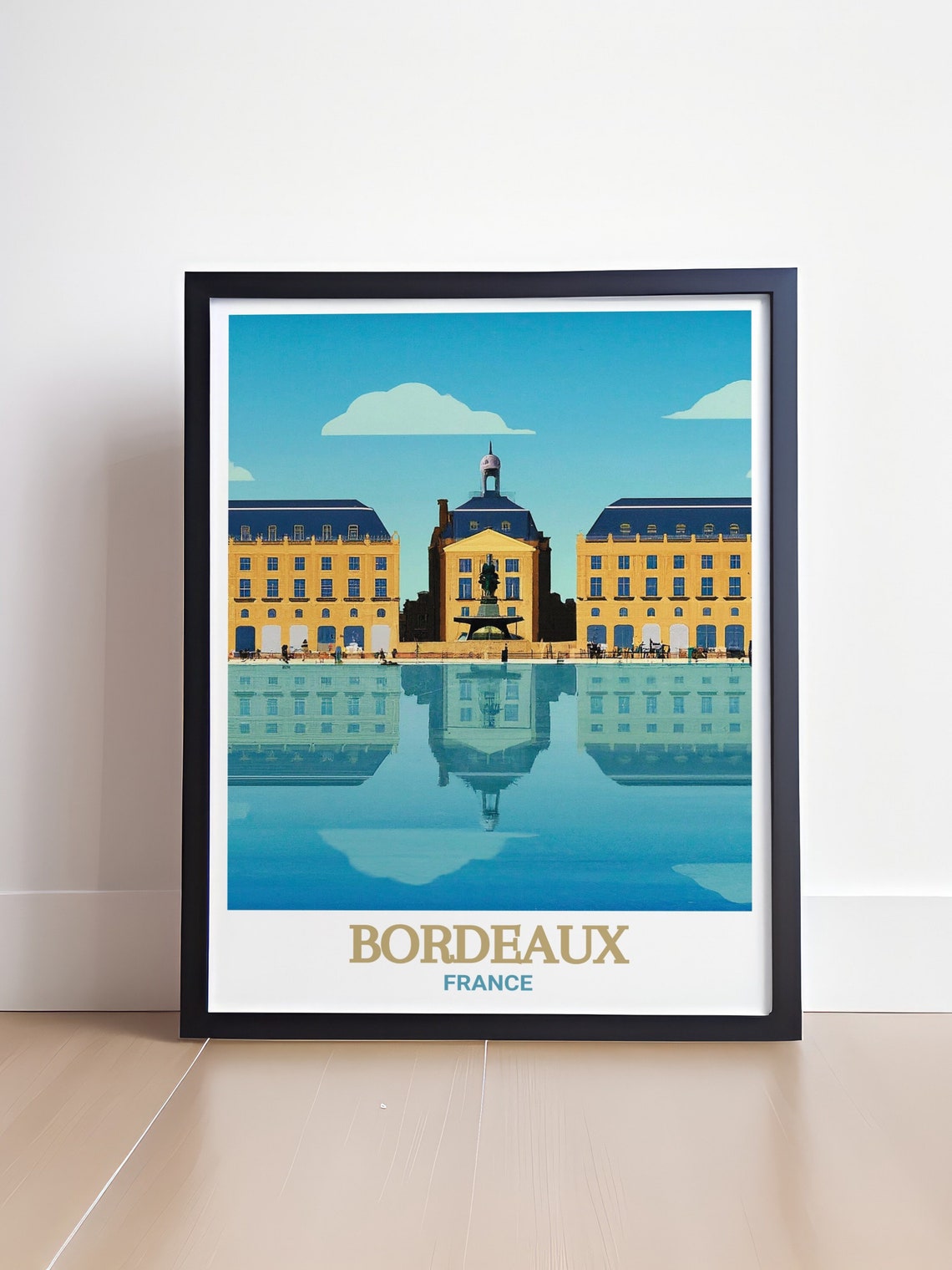 Bordeaux Place de la Bourse Water Mirror Reflection Travel Poster - Image 4