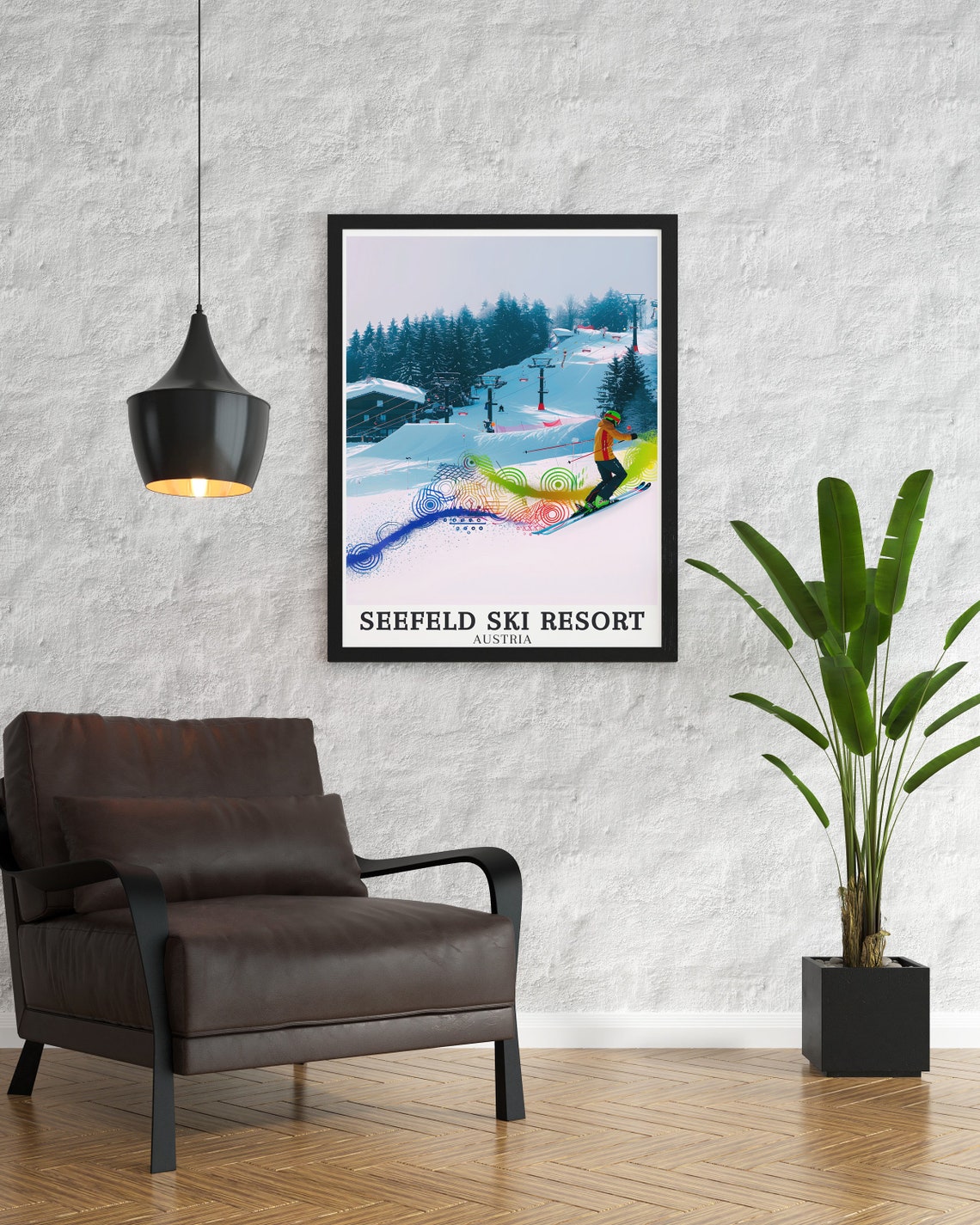 Seefeld Ski Resort Austria Colorful Trail Air Jumper Art Poster - Image 2