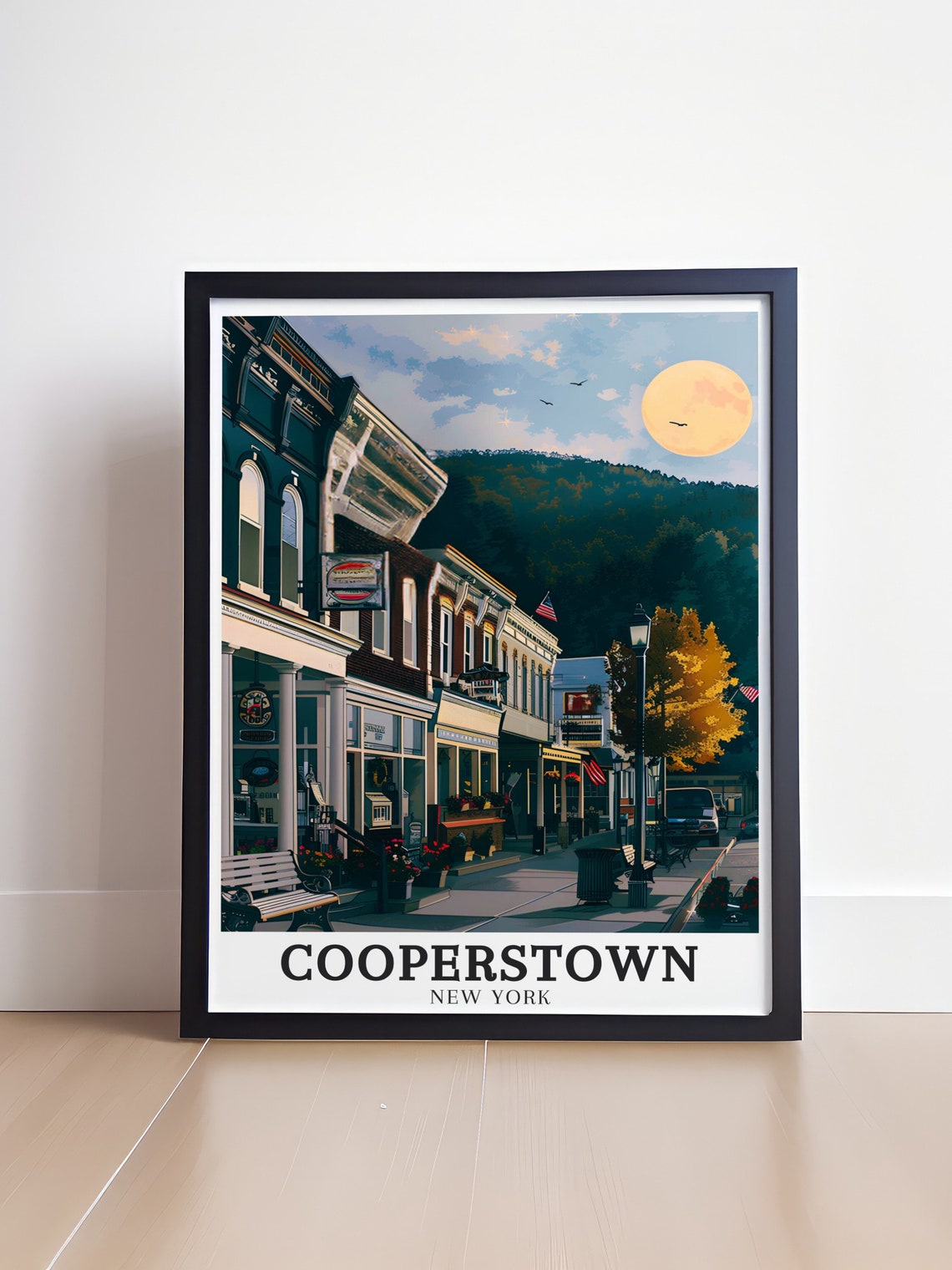 Cooperstown Main Street Moonlit Evening New York Vintage Poster - Image 4