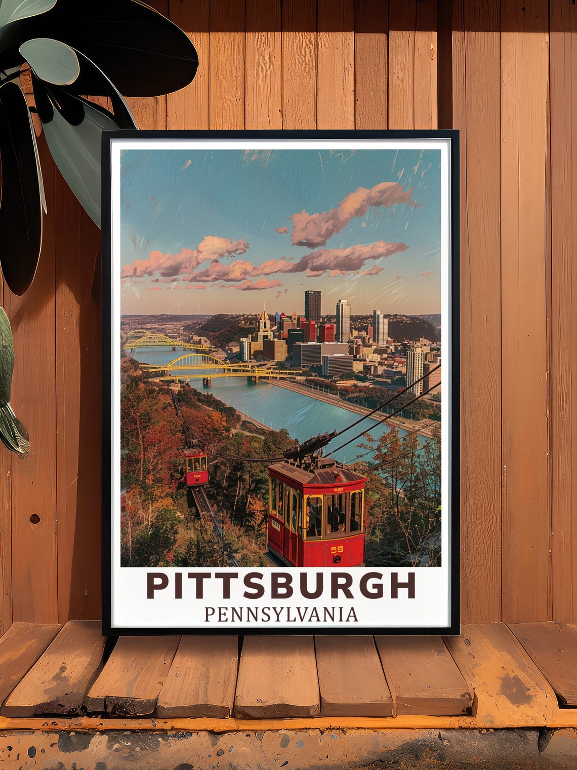 Pittsburgh Pennsylvania Duquesne Incline Cable Car Cityscape Poster - Image 2