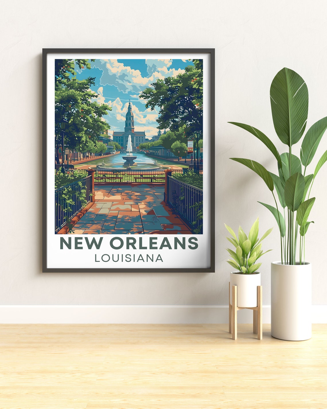 New Orleans Jackson Square Fountain St Louis Cathedral Art Poster - Image 2