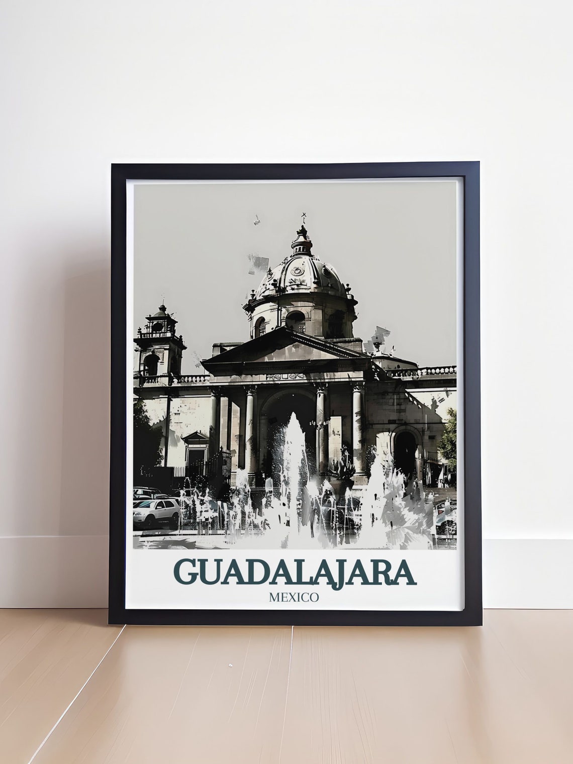 Guadalajara Mexico Historic Cabanas Chapel Black and White Poster - Image 4