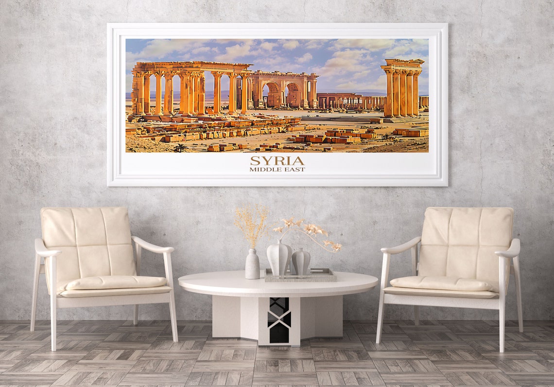 Syria Ancient Arches Ruins Amber Desert Stones Travel Poster - Image 2