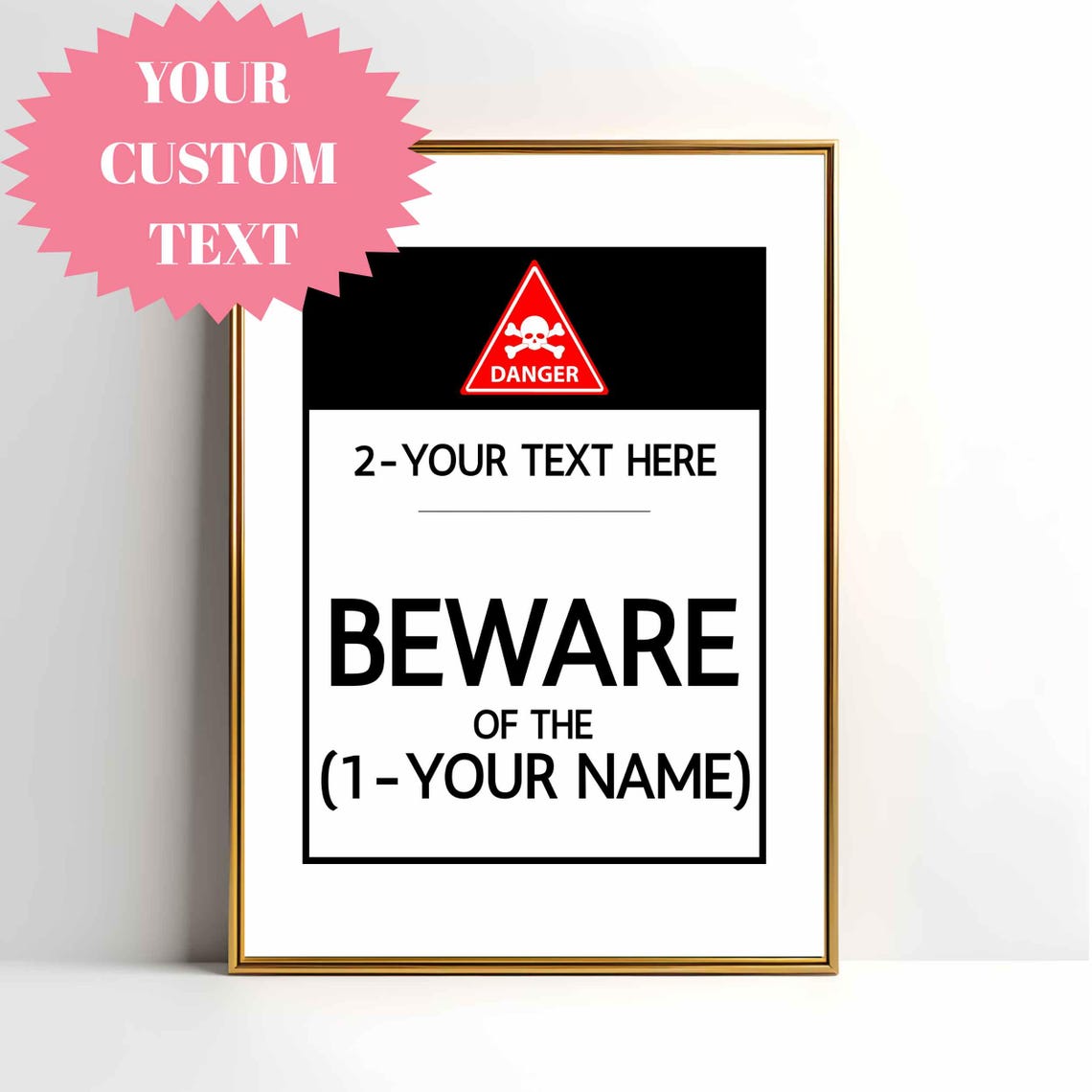 Custom Warning Poster Funny Wall Art Editable Beware Sign Home Decor Entryway Gift Personalized - Image 3