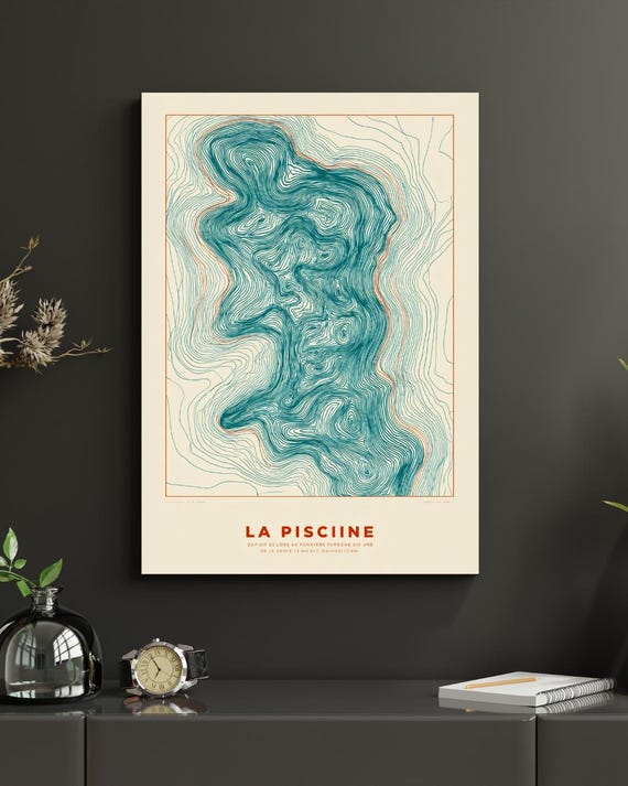 Abstract Swimming Pool Art Print Retro French Style