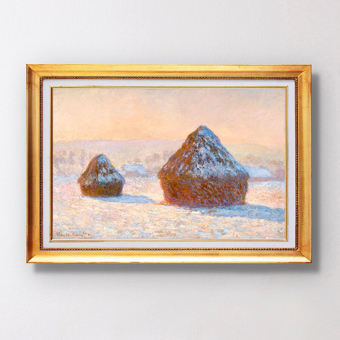 Claude Monet Wheatstacks Snow Effect Morning Fine Art Glice 1891 Sku 0138