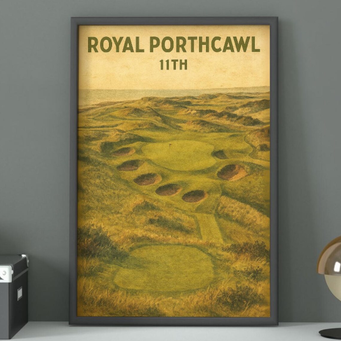 Royal Porthcawl 11th Hole Golden Dunes Links Vintage Golf Travel Poster