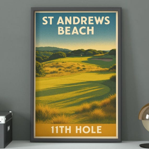 St Andrews Beach 11th Hole Golf Poster Vintage Australian Course Art