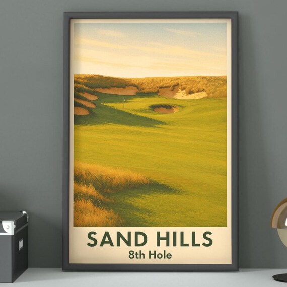 Sand Hills 8th Hole Golden Dunes Links Vintage Golf Poster Art