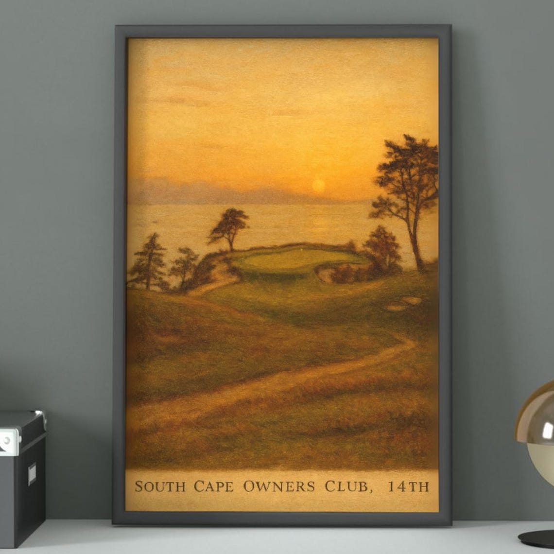South Cape Owners Club 14th Hole Sunset Vintage Golf Course Art Poster