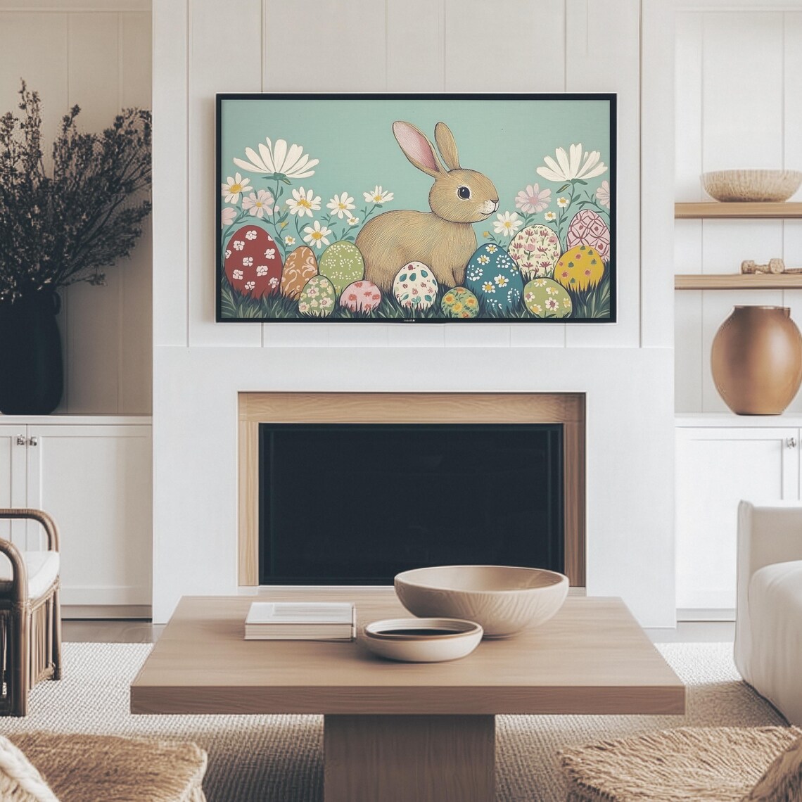Easter Bunny Painting, Retro Spring Rabbit Decor - Image 2