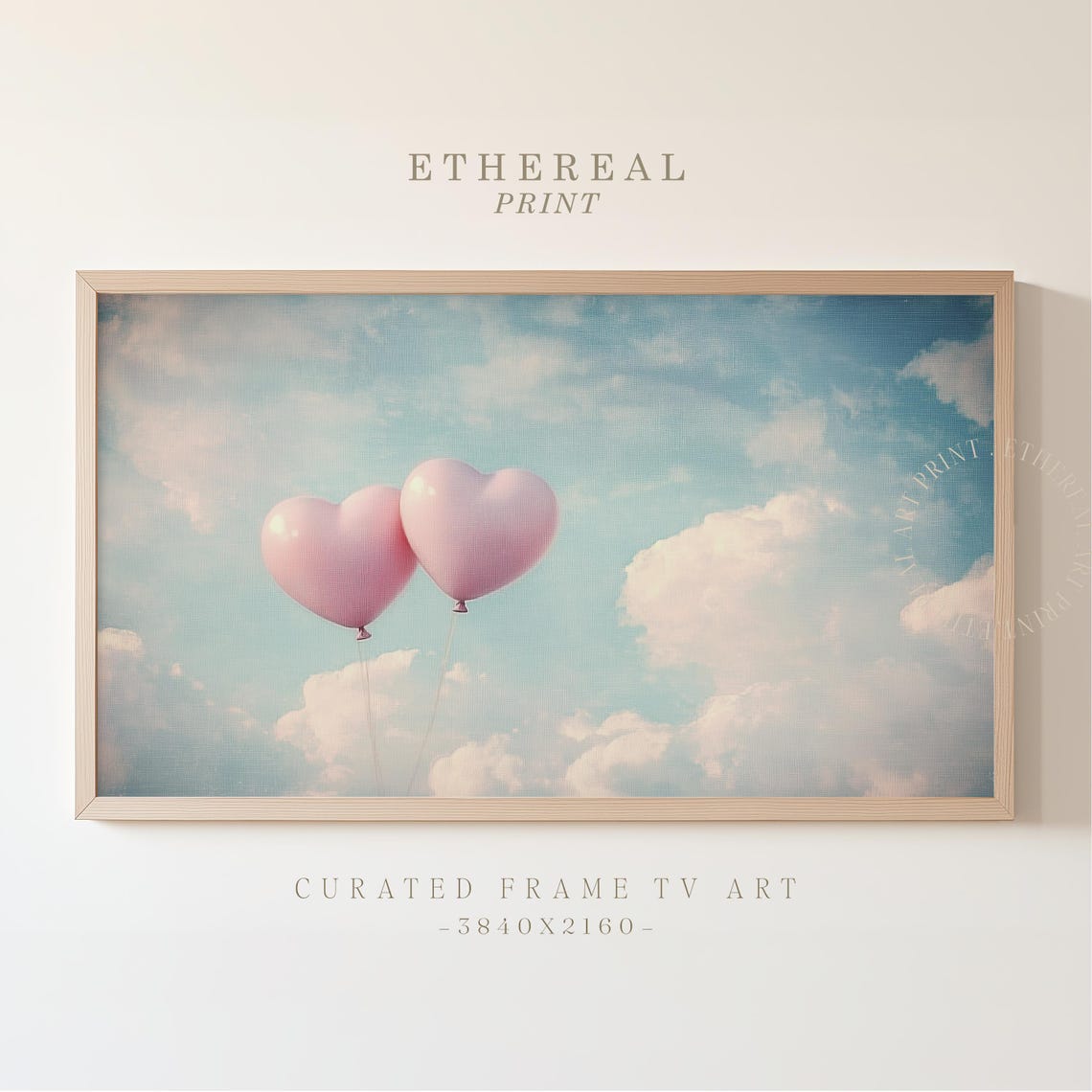 Pink Heart Balloons Cloudy Sky Valentines Day Romantic Frame Tv Art