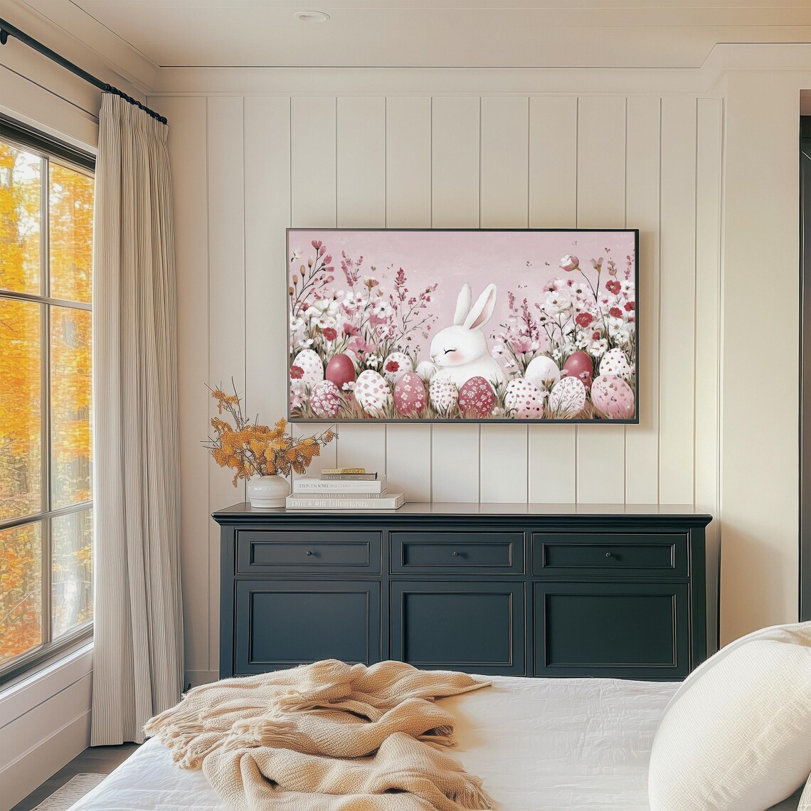Easter Bunny Painting, Retro Spring Rabbit Decor - Image 3
