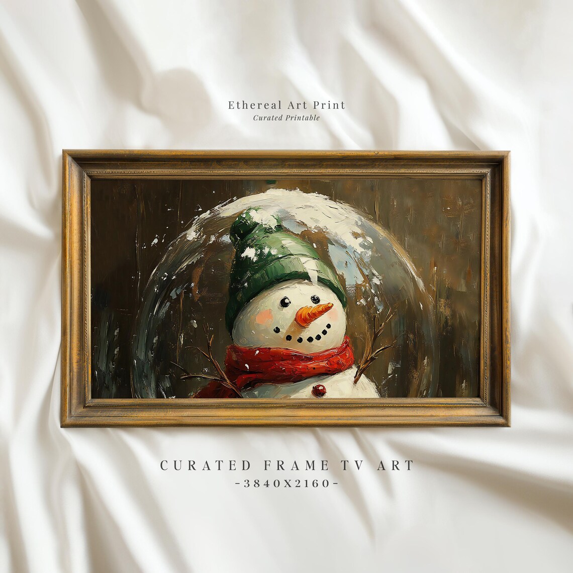 Vintage Christmas Snowman Frame Tv Art Christmas Snowman In Snow Globe Painting Frame Tv Holiday Festive Screensaver Xmas Farmhouse Decor