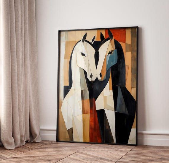 Geometric Horses Print Poster Wall Art Geometric Horses Print Eclectic Wall Art Colorful Art Maximalist Poster