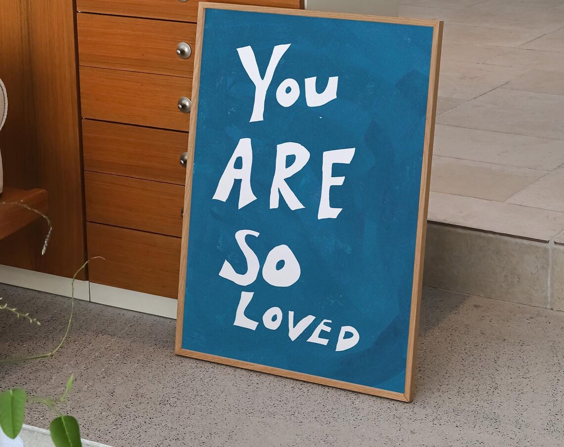 You Are So Loved Retro Mid-Century Typography Art Print - Image 3